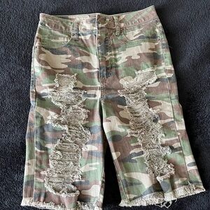Forever 21 Camouflage Denim Shorts